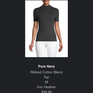 Heather gray ribbed mock turtle neck short sleeve top